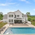 Modern house with pool and covered patio
